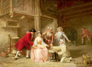 Group of Musician Actors Gambling by Adolphe Francois Monfallet